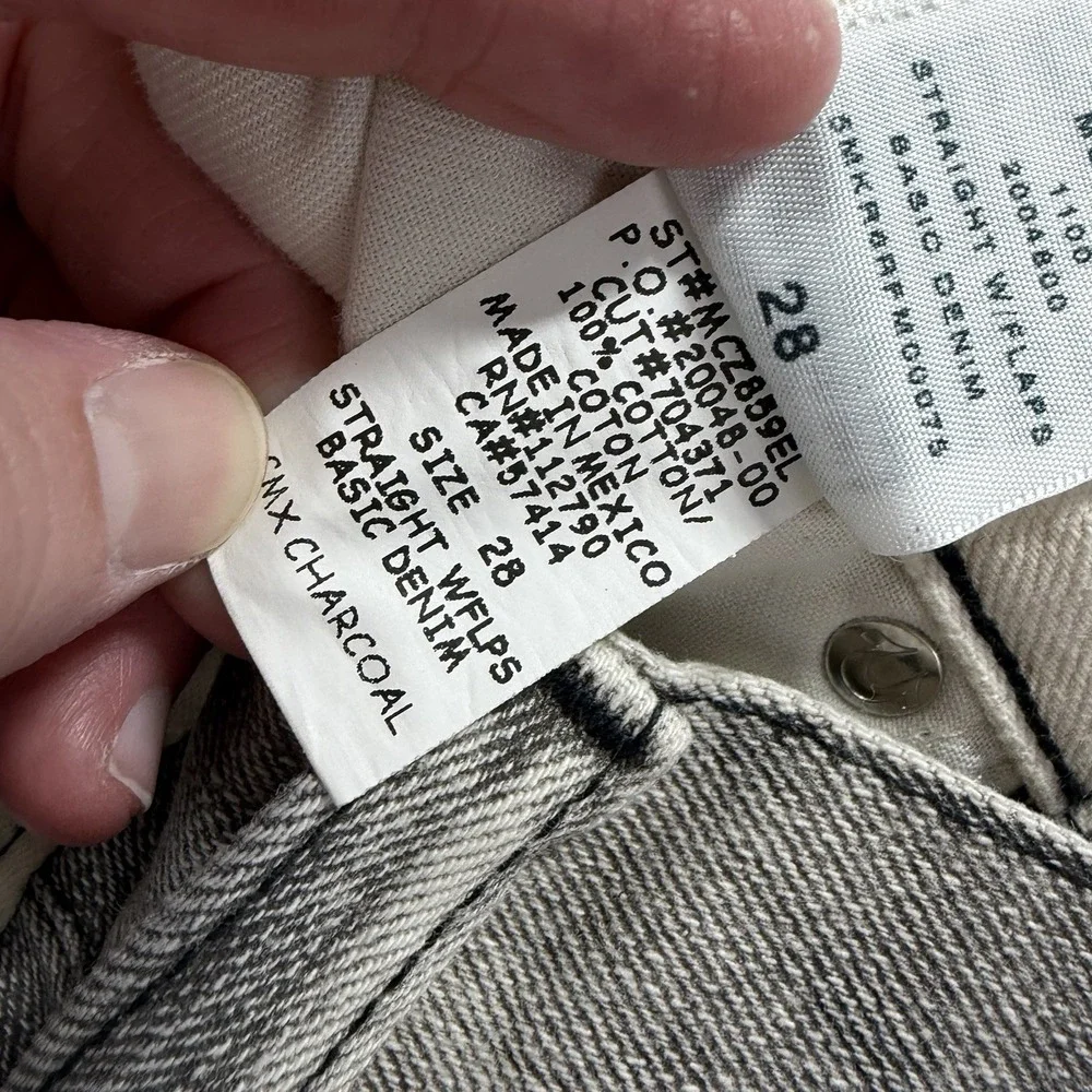 True Religion Handpicked Straight Jeans Mens 28 Gray Acid Wash Back Flap Ombre